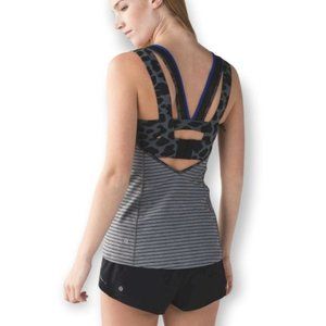 Lululemon Tank Top Super Sport Parallel Stripe Heathered Slate Black Size 6